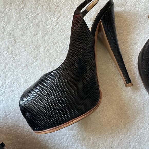 Giuseppe Zanotti Platform Heels Peep Toe Pumps Black crocodile leather - Picture 4 of 8